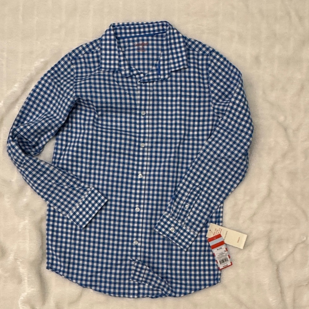Cat and Jack Boys New with Tags. Size XLBlue and White Checkered Button-Up Shirt